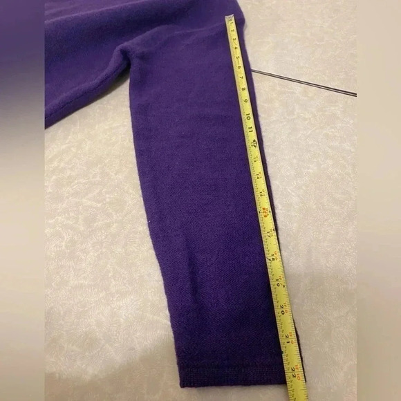 Karen Scott Pure Wool Purple sweater cardigan shoulder pads buttons Size L - Picture 8 of 13